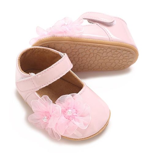 Spring And Autumn Style 0-1 Year Old Female Baby Princess Shoes Cute Flower Soft Rubber Sole Anti Slip Walking Shoes