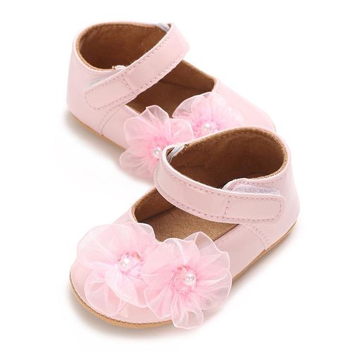 Spring And Autumn Style 0-1 Year Old Female Baby Princess Shoes Cute Flower Soft Rubber Sole Anti Slip Walking Shoes