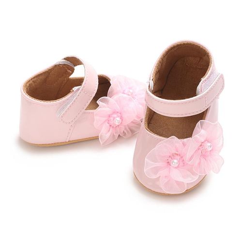 Spring And Autumn Style 0-1 Year Old Female Baby Princess Shoes Cute Flower Soft Rubber Sole Anti Slip Walking Shoes