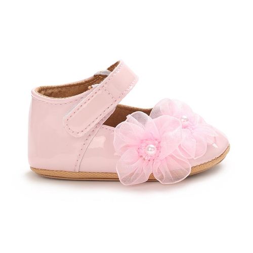 Spring And Autumn Style 0-1 Year Old Female Baby Princess Shoes Cute Flower Soft Rubber Sole Anti Slip Walking Shoes