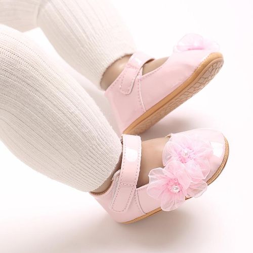 Spring And Autumn Style 0-1 Year Old Female Baby Princess Shoes Cute Flower Soft Rubber Sole Anti Slip Walking Shoes