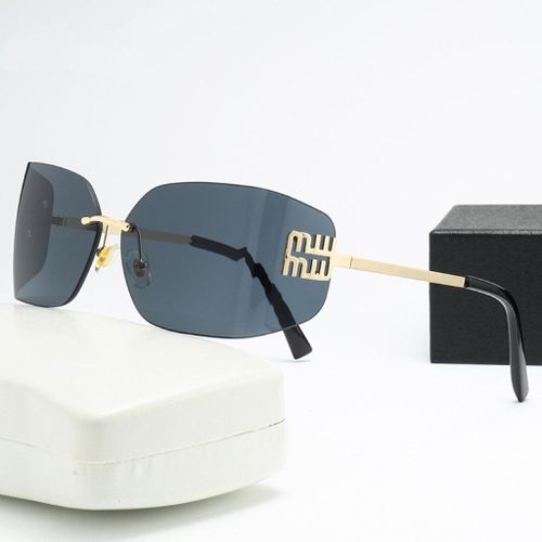 Strictly Selected Frameless Trendy Sunglasses Curved Lens Ultra-Light Metal High Quality Sunglasses Ins Style Fashion Style