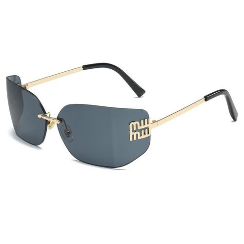 Strictly Selected Frameless Trendy Sunglasses Curved Lens Ultra-Light Metal High Quality Sunglasses Ins Style Fashion Style