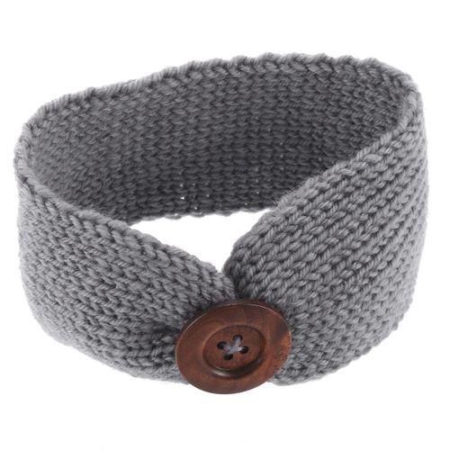Toddler Infant Baby Girl Knitted Button Headbands Knotted Head Wrap Band gray