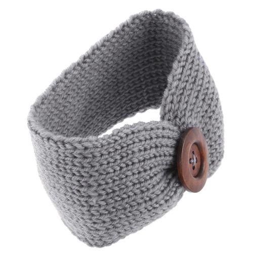 Toddler Infant Baby Girl Knitted Button Headbands Knotted Head Wrap Band gray