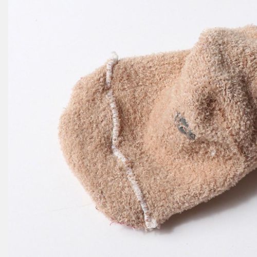 Warm Fuzzy Socks for Baby with Grippers Cute Dinosaur Claw Shaped Above Ankle Knitted Rib Cuff Fleece Socks for Toddler White L