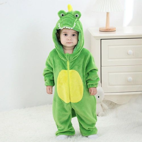 Casual Baby Overall Jumpsuit Long Sleeve Green Bodysuit Hoodie Style Outfit for Festival Party Activity Clothes