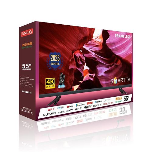 Onida Plus 55 Inch Frameless Ultra HD Android 11 Smart TV (With Indian Technology)- Black(2 YRS WRTY)