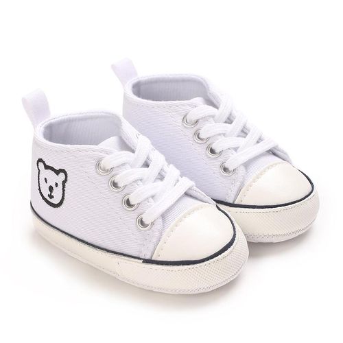White Baby Canvas Sneakers Newborn Cartoon Soft Soled Baby Walking Shoes