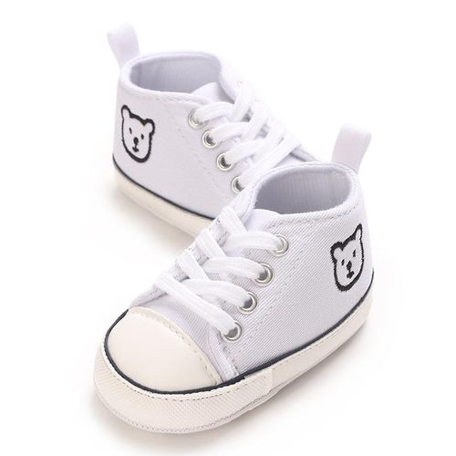 White Baby Canvas Sneakers Newborn Cartoon Soft Soled Baby Walking Shoes