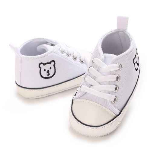 White Baby Canvas Sneakers Newborn Cartoon Soft Soled Baby Walking Shoes