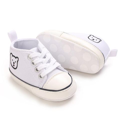 White Baby Canvas Sneakers Newborn Cartoon Soft Soled Baby Walking Shoes