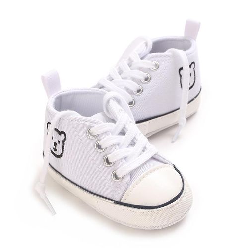 White Baby Canvas Sneakers Newborn Cartoon Soft Soled Baby Walking Shoes