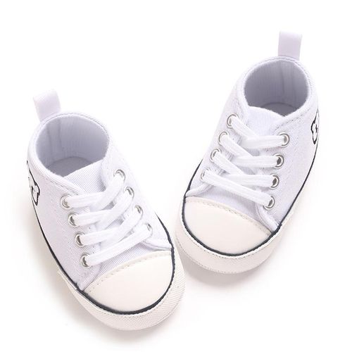 White Baby Canvas Sneakers Newborn Cartoon Soft Soled Baby Walking Shoes
