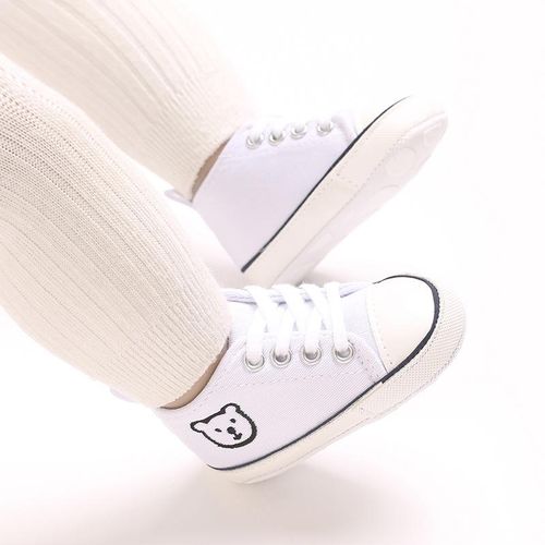 White Baby Canvas Sneakers Newborn Cartoon Soft Soled Baby Walking Shoes
