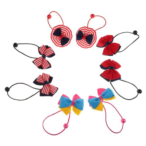 8 Piece Baby Girls Hair Bow Elastic Ties Ponytail Holders Hair Style 3
