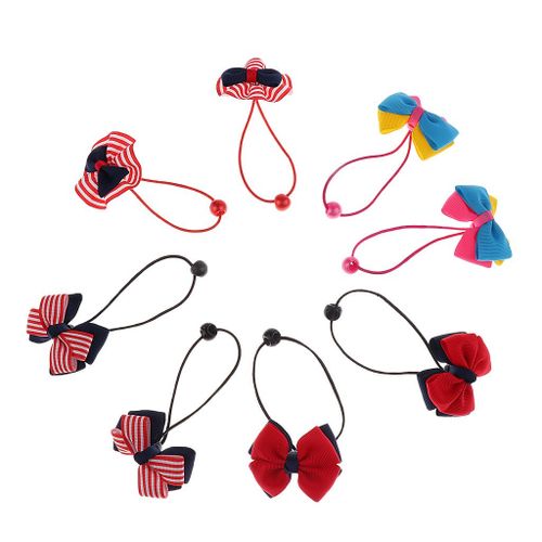 8 Piece Baby Girls Hair Bow Elastic Ties Ponytail Holders Hair Style 3