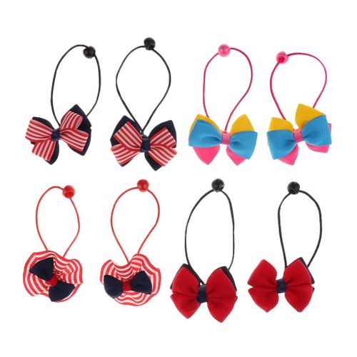 8 Piece Baby Girls Hair Bow Elastic Ties Ponytail Holders Hair Style 3