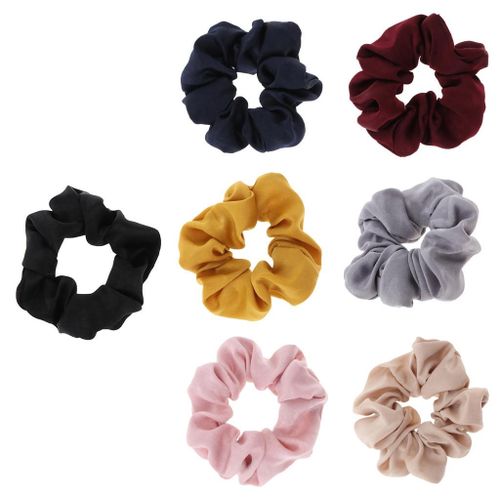 Silk Feel  Scrunchies Bow Elastic Hair Band Soft Black