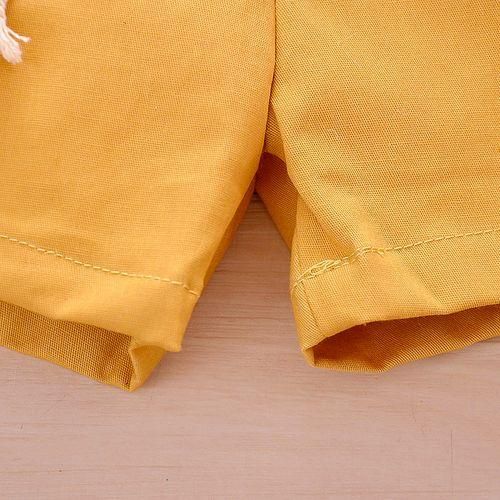 Girls' Letter Short  Shorts Belt Piece Set  Yellow