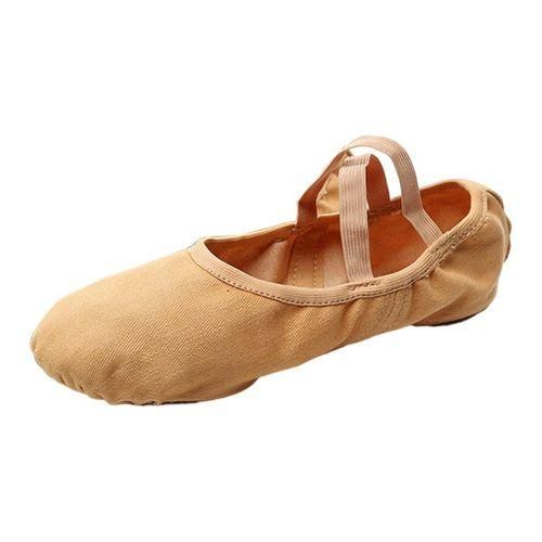 Canvas Ballet Slipper SplitSole Shoes Fitness Gymnastics Flats Tan_35