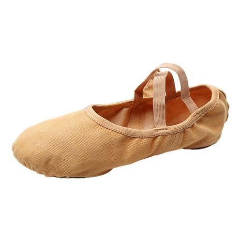Canvas Ballet Slipper SplitSole Shoes Fitness Gymnastics Flats Tan_35