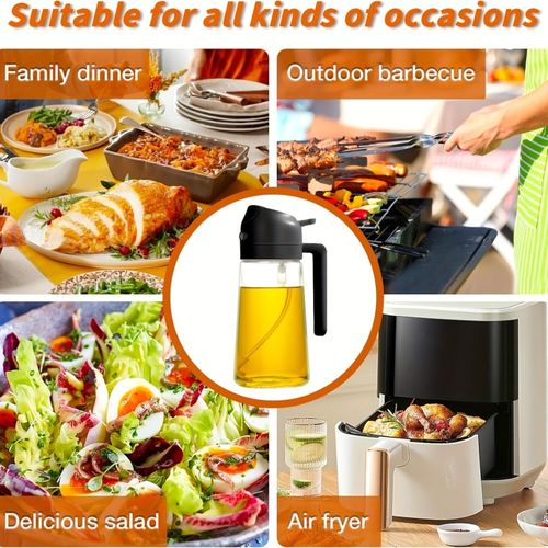 1pc 470ml 2-in-1 Portable Oil Sprayer & Dispenser,  Plastic Olive Oil Mister for Cooking, BBQ, Air Fryer, Baking, Salad