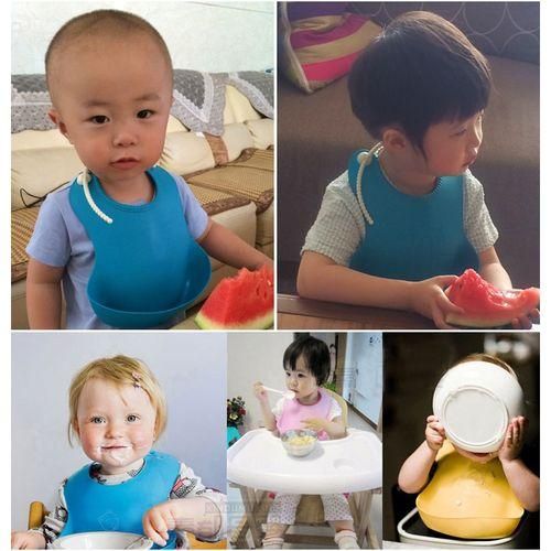 Baby Infant Toddler Waterproof Silicone Bib Infants Feeding Lunch Rollup Apron