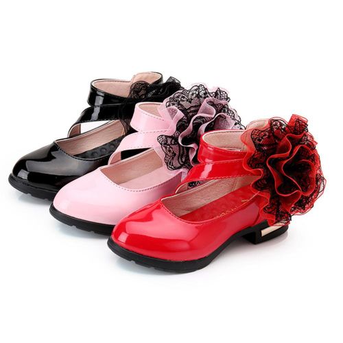 Children Kids Girl Princess Shoes PU Leather Anti-slip Breathable for Party Dancin