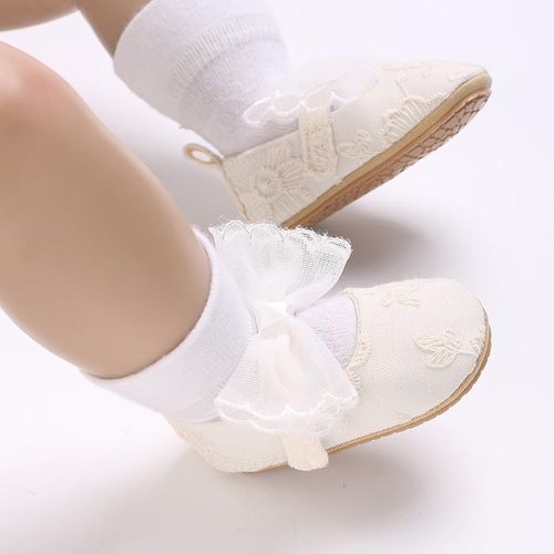 Baby Shoes For Girls Aged 0-1 Soft Rubber Soled Princess Shoes Spring And Summer Flat Cloth Shoes Fashionable And Cute Walking Shoes