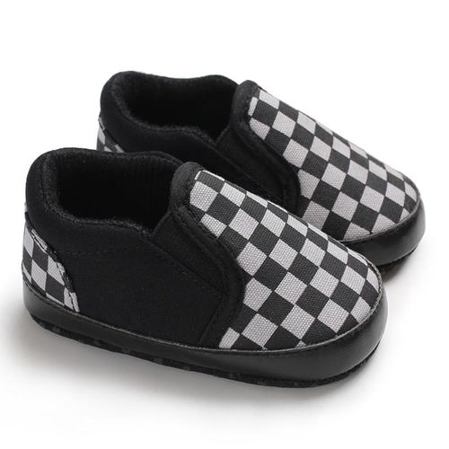 Spring And Autumn Style 0-1 Year Old Male And Female Baby Fashion Plaid Set Wearing Bean Shoes Soft Soled Non Slip Sneakers
