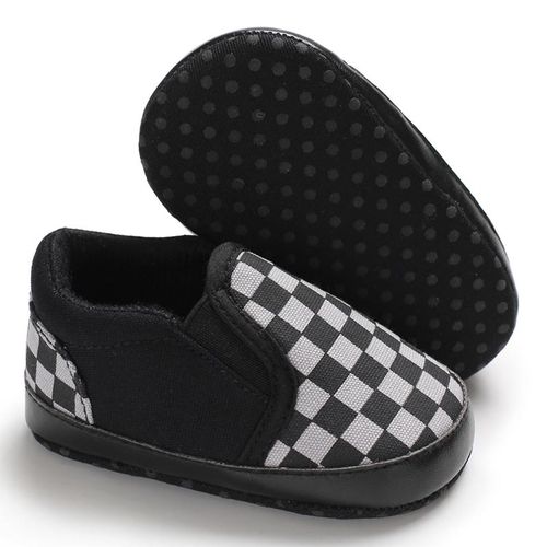 Spring And Autumn Style 0-1 Year Old Male And Female Baby Fashion Plaid Set Wearing Bean Shoes Soft Soled Non Slip Sneakers