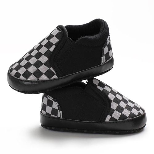 Spring And Autumn Style 0-1 Year Old Male And Female Baby Fashion Plaid Set Wearing Bean Shoes Soft Soled Non Slip Sneakers