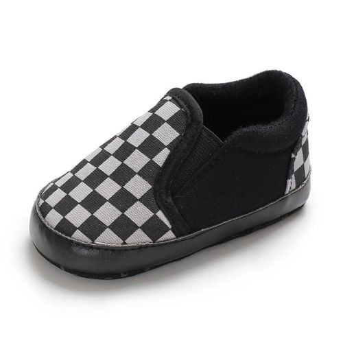 Spring And Autumn Style 0-1 Year Old Male And Female Baby Fashion Plaid Set Wearing Bean Shoes Soft Soled Non Slip Sneakers