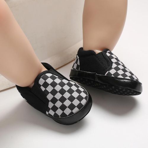 Spring And Autumn Style 0-1 Year Old Male And Female Baby Fashion Plaid Set Wearing Bean Shoes Soft Soled Non Slip Sneakers