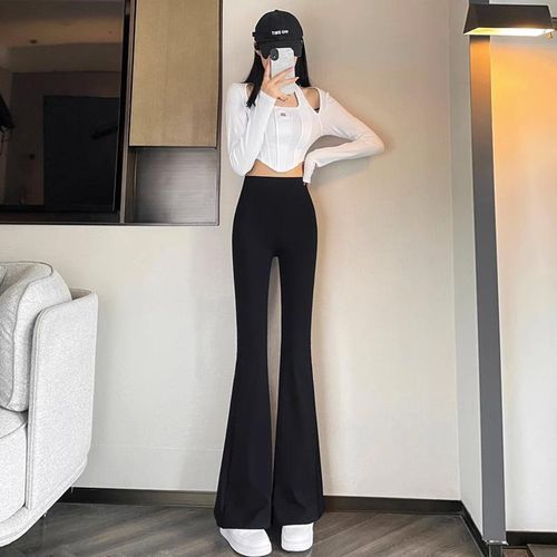 Micro flared shark pants for women wearing spring and autumn high waisted tight yoga bell bottoms