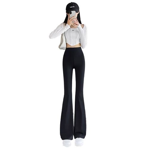 Micro flared shark pants for women wearing spring and autumn high waisted tight yoga bell bottoms