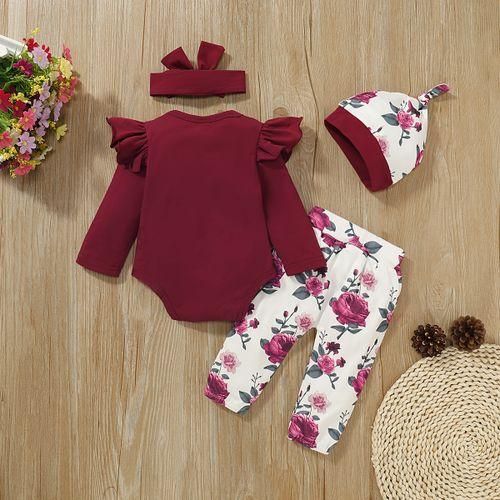 Little sister baby girls outfit letter print bodysuit floral long pants headband hat