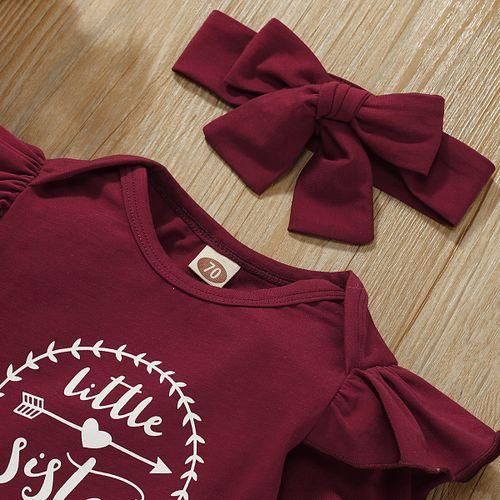 Little sister baby girls outfit letter print bodysuit floral long pants headband hat