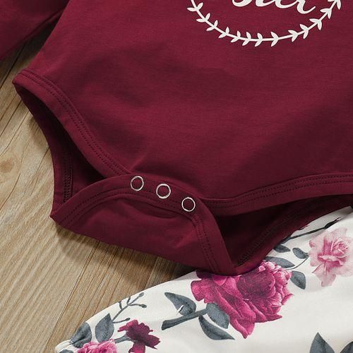 Little sister baby girls outfit letter print bodysuit floral long pants headband hat