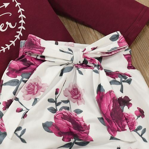 Little sister baby girls outfit letter print bodysuit floral long pants headband hat
