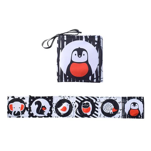 Montessori Kids Foldable Cloth Books Cartoon Animal Black and White Baby Toys for Boys and Girls Christmas Gift,Penguin NO5235