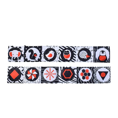 Montessori Kids Foldable Cloth Books Cartoon Animal Black and White Baby Toys for Boys and Girls Christmas Gift,Penguin NO5235