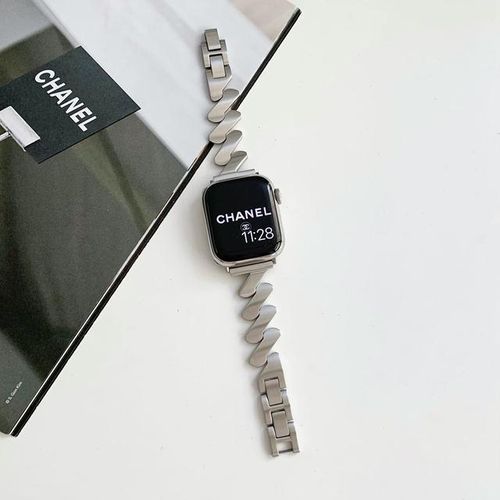 Luxury Matte Waves Strap For Watch Ultra 49mm Iwatch Series 6 7 8 Se 4 5 38/40/41mm 42/44/45mm Metal Steel Band Bracelet