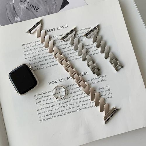 Luxury Matte Waves Strap For Watch Ultra 49mm Iwatch Series 6 7 8 Se 4 5 38/40/41mm 42/44/45mm Metal Steel Band Bracelet