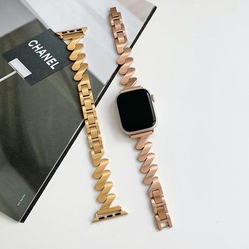 Luxury Matte Waves Strap For Watch Ultra 49mm Iwatch Series 6 7 8 Se 4 5 38/40/41mm 42/44/45mm Metal Steel Band Bracelet