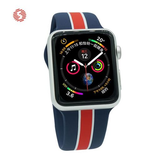 Shengone Stripe Soft Silicone Sport Band For Watch Series 5 4 40mm 44mm Striated Rubber Strap Replacement 3 2 1 38mm 42mm