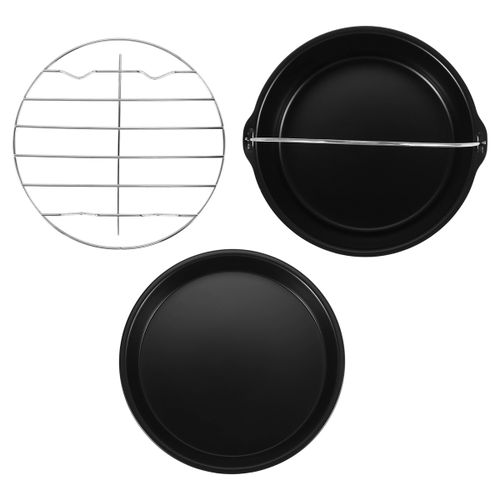 Cake Cans, Pizza Pan, 3Pcs/Set Steel Round Air Fryer Oven Sl
