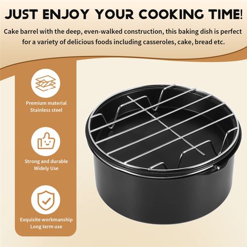 Cake Cans, Pizza Pan, 3Pcs/Set Steel Round Air Fryer Oven Sl