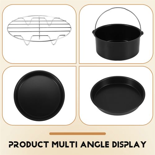 Cake Cans, Pizza Pan, 3Pcs/Set Steel Round Air Fryer Oven Sl